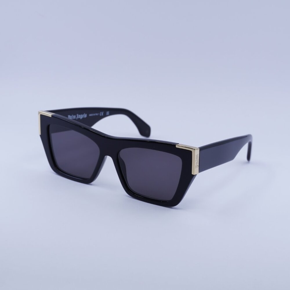 Palm Angels PERI099 HOLLYWOOD 1007 Sunglasses Black Cat Eye Frame, Grey Lenses